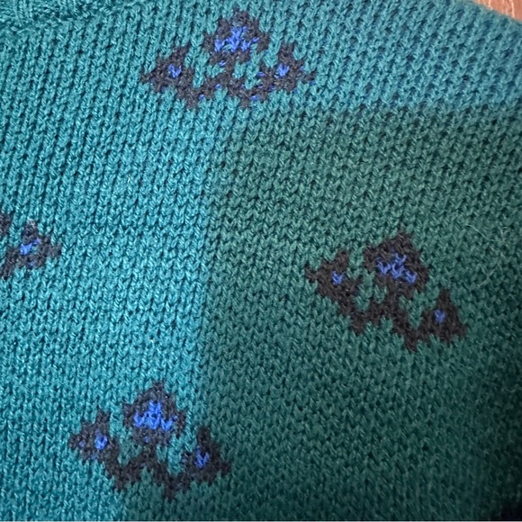 Vibrant Teal and Pink Women's Turtleneck Sweater - Picture 3 of 3